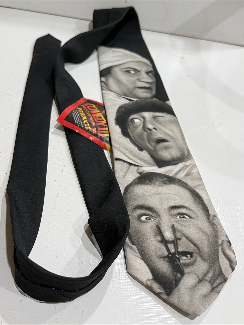 1988 Comedy Classic Three Stooges PortraitBlack Silver Gray NeckTie Ralph Marlin